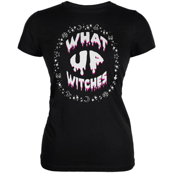 Halloween What Up Witches Witchy Elements Juniors Soft T Shirt Black MD