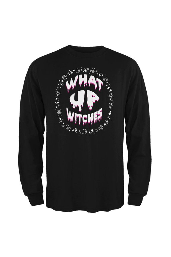 Halloween What Up Witches Witchy Elements Mens Long Sleeve T Shirt Black 2XL