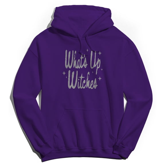 Halloween Whats Up Witches Graphic Purple Men's Cotton Pullover Hoodie