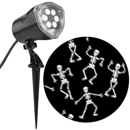 Halloween Whirl-a-Motion Happy Skeleton LED Projector Lights, by Lightshow