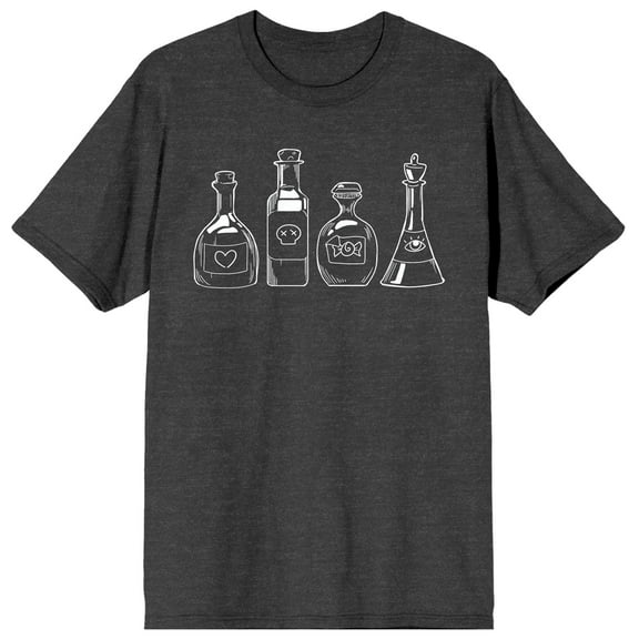 Halloween White Apothecary Bottles Men's Charcoal Heather Graphic Tee-XL