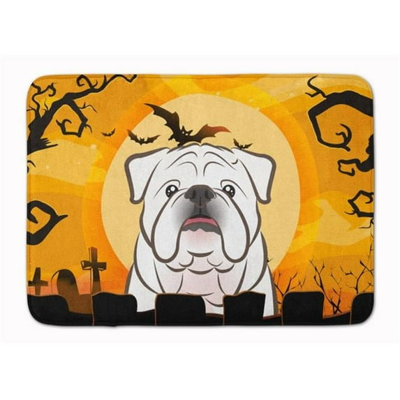 Halloween White English Bulldog Machine Washable Memory Foam Mat - White - 19in. H x 0.25in. W x 27in. L