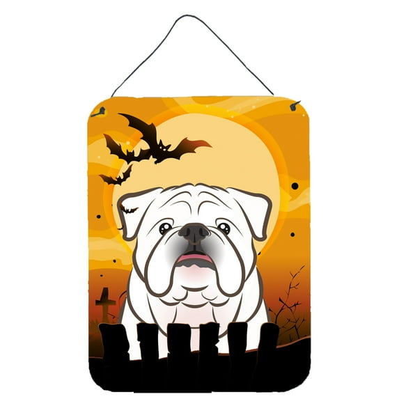 Halloween White English Bulldog Wall or Door Hanging Prints