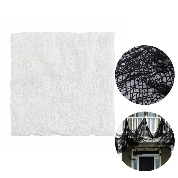 Halloween White Gauze Wall Decor,Outdoor Halloween Fake Spider Web Decorations Webbing,30X72 in Giant Halloween Cloth for Halloween Party Supplies Haunted Houses Outdoor