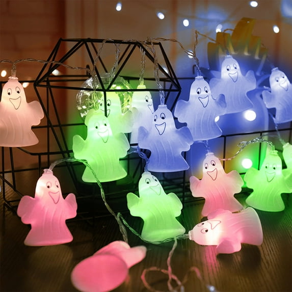 Halloween White Ghost String Lights - Perfect for Spooky Home Decor, Party Decorations, and Outdoor Yard Garden Decorative Colored Light Displays