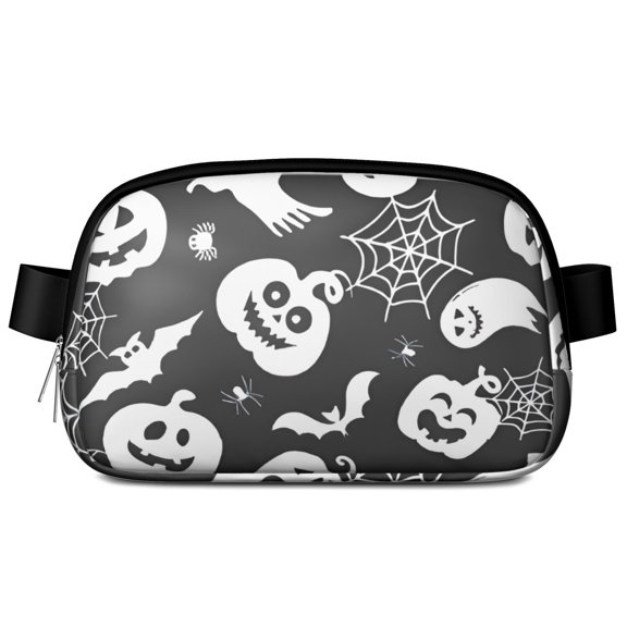 Halloween White Ghosts Pumpkins and Spider Webs Cute Fanny Packs for Women,Travel Waterproof Crossbody Fanny Bags Waist Purse for Women Anti Theft Adjustable Strap for Running Travel Cycling