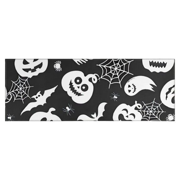 Halloween White Ghosts Pumpkins and Spider Webs Kitchen Rug Mat,Kitchen Runner Rugs Non Skid Washable,Decorative Kitchen Floor Mats for Kitchen,Sink,Laundry,17"X47"