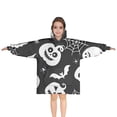 thumbnail image 1 of Halloween White Ghosts Pumpkins and Spider Webs Blanket Hoodies for Kids 6-13YR Oversize Wearable Blanket Hoodies for Boys Girls Teens, 1 of 7