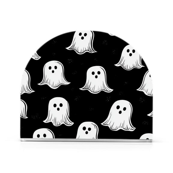 Halloween White Pattern Thick U Shape Acrylic Napkin Holder Non Slip Space Saving for Kitchen