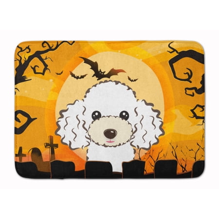Halloween White Poodle Machine Washable Memory Foam Mat