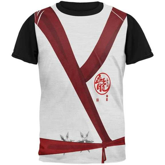 Halloween White Shadow Ninja Costume All Over Mens Black Back T Shirt Multi SM