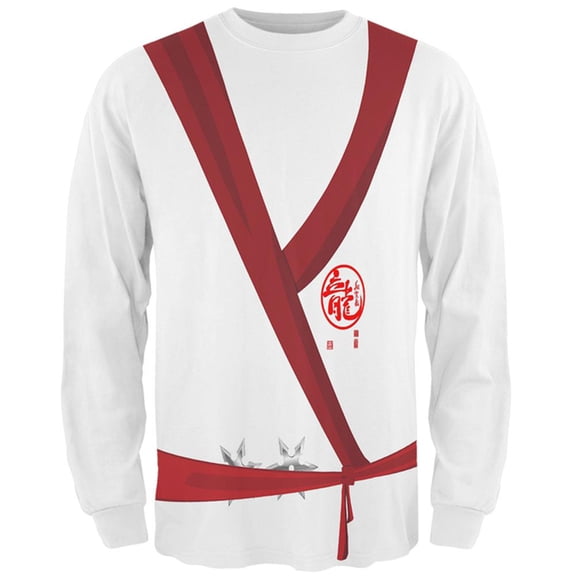 Halloween White Shadow Ninja Costume All Over Mens Long Sleeve T Shirt Multi MD