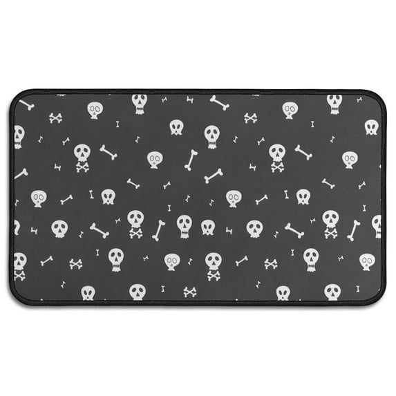 Halloween White Skulls and Bones Door Rugs,Washable Non Slip Door Mats Indoor,Decorative Door Mats,Entry Mat Indoor for Entrance,Bedroom,Kitchen,Bathroom,30"x17"