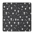 thumbnail image 1 of Halloween Skull and Bone Pattern Square Fitted Tablecloth with Elastic Edge,Square Table Cover,Washable Elastic Table Cover for Home Kitchen Party Decor 34"x34", 1 of 6