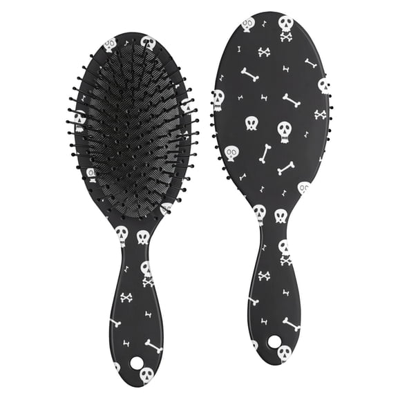 Halloween White Skulls and Bones Hair Brush,Girls Detangling Hair Brush,Glide Through Tangles with Ease for Wet & Dry Hair,8.8"X2.8"
