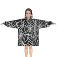 thumbnail image 1 of Halloween White Spider Web Pattern Blanket Hoodies for Kids 6-13YR Oversize Wearable Blanket Hoodies for Boys Girls Teens, 1 of 7
