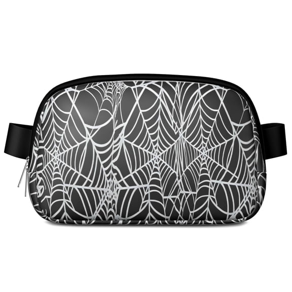 Halloween White Spider Web Pattern Cute Fanny Packs for Women,Travel Waterproof Crossbody Fanny Bags Waist Purse for Women Anti Theft Adjustable Strap for Running Travel Cycling