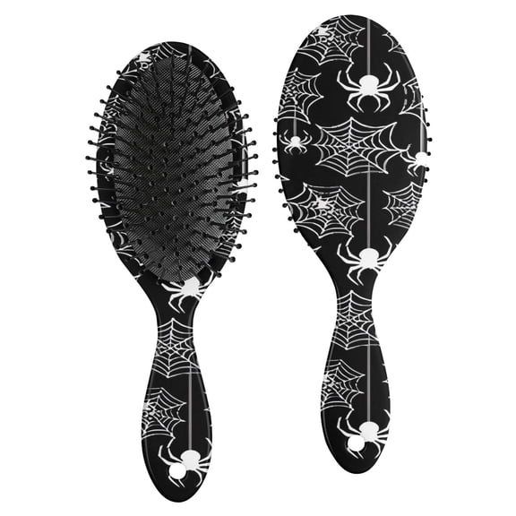 Halloween White Spider Webs and Spiders Pattern Hair Brush,Girls Detangling Hair Brush,Glide Through Tangles with Ease for Wet & Dry Hair,8.8"X2.8"