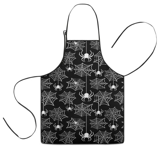 Halloween White Spider Webs and Spiders Pattern Kids Aprons for Girls and Boys,Adjustable Neck Strap Toddler Aprons for Kids Cooking Baking
