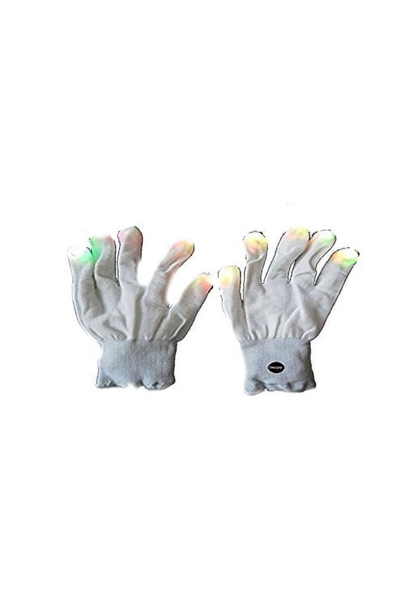 Light Up Gloves with changing LED fingers (White)