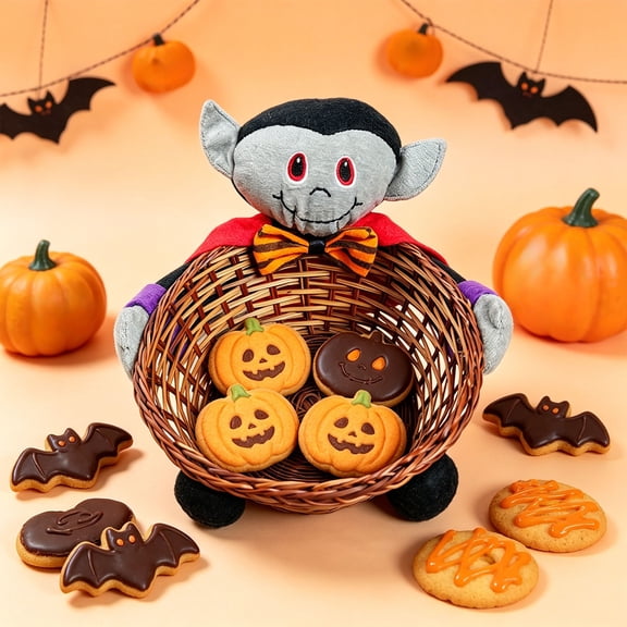 Halloween Wicker Basket, Lint Character Candy Holder, Witch Cats Vampires Designs, for Trick-or-Treat, Party, Home Decor, Candy Storage