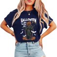 thumbnail image 1 of Halloween Will Never Die Casual Acid Washed Tops Horror Spooky Graphic Tees Pumpkin Print T-shirts Short Sleeve Cotton Shirts, 1 of 6