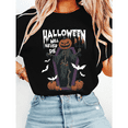 thumbnail image 1 of Halloween Will Never Die Casual Tops Horror Spooky Graphic Tees Pumpkin Print T-shirts Short Sleeve Cotton Shirts for Daily Outfits Black,S, 1 of 6