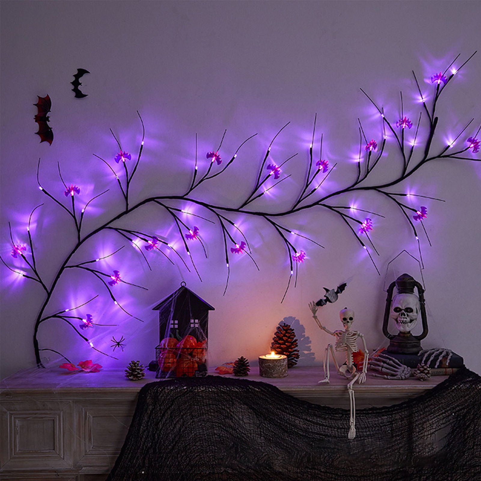 Halloween Willow Vine Twig Garland Battery Operated Halloween