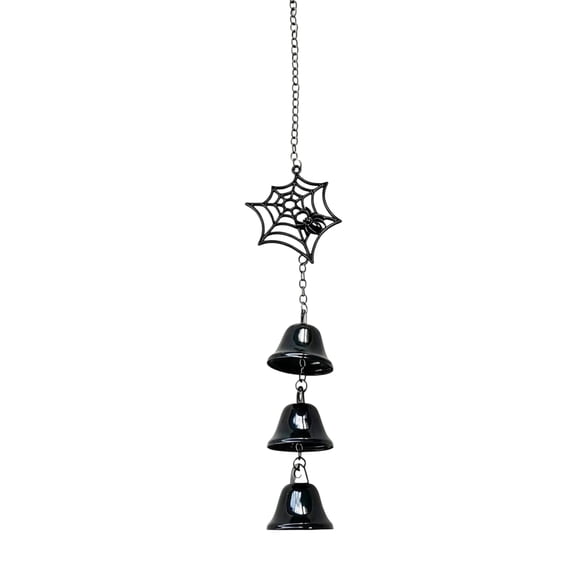 Halloween Wind Chime, Black Spider Web Metal, 1 Piece Hanging Decor, for Outdoor Patio Porch Halloween Party Haunted House Decoration