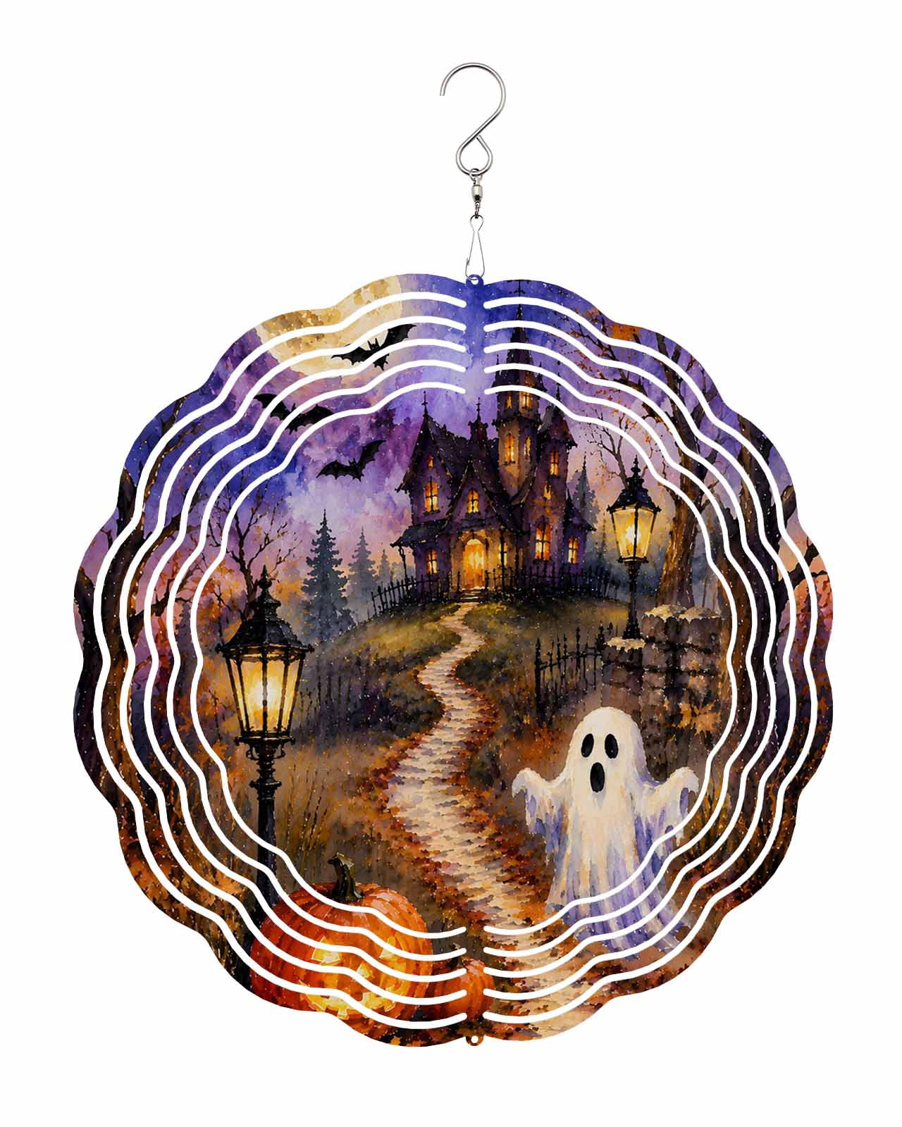 Halloween Wind Spinner for Garden Yard 12In, Haunted Castle