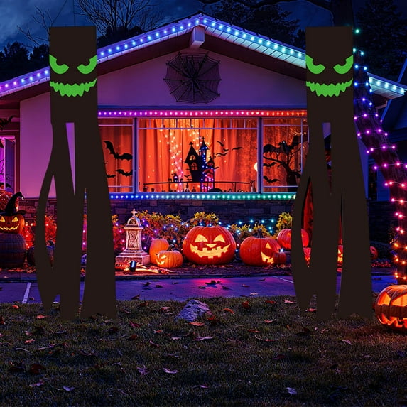 Halloween Wind Tube Flag - Outdoor Glowing Ghost Windsock with LED Lights Yard Hanging Decoration Spooky Porch Movement Decor(B)