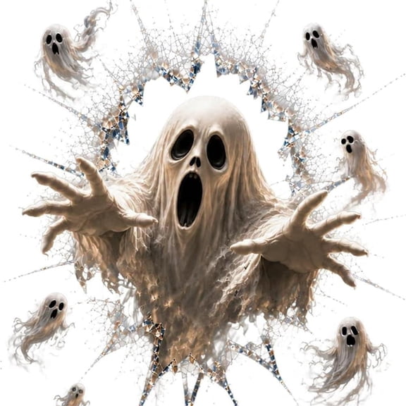 Halloween Window Cling, 15.7 x 19.7 Inch PVC Static Cling Window Decoration for Glass Doors and Windows, Reusable Spooky Party Decor