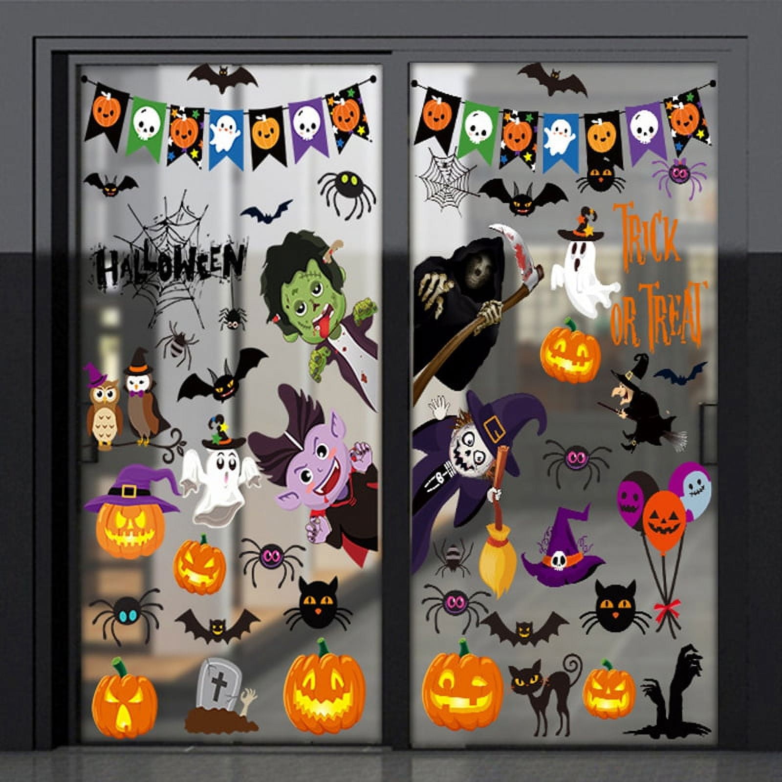 Halloween Window Cling Decorative 9 Sheets Funny Cartoon Ghost Cling