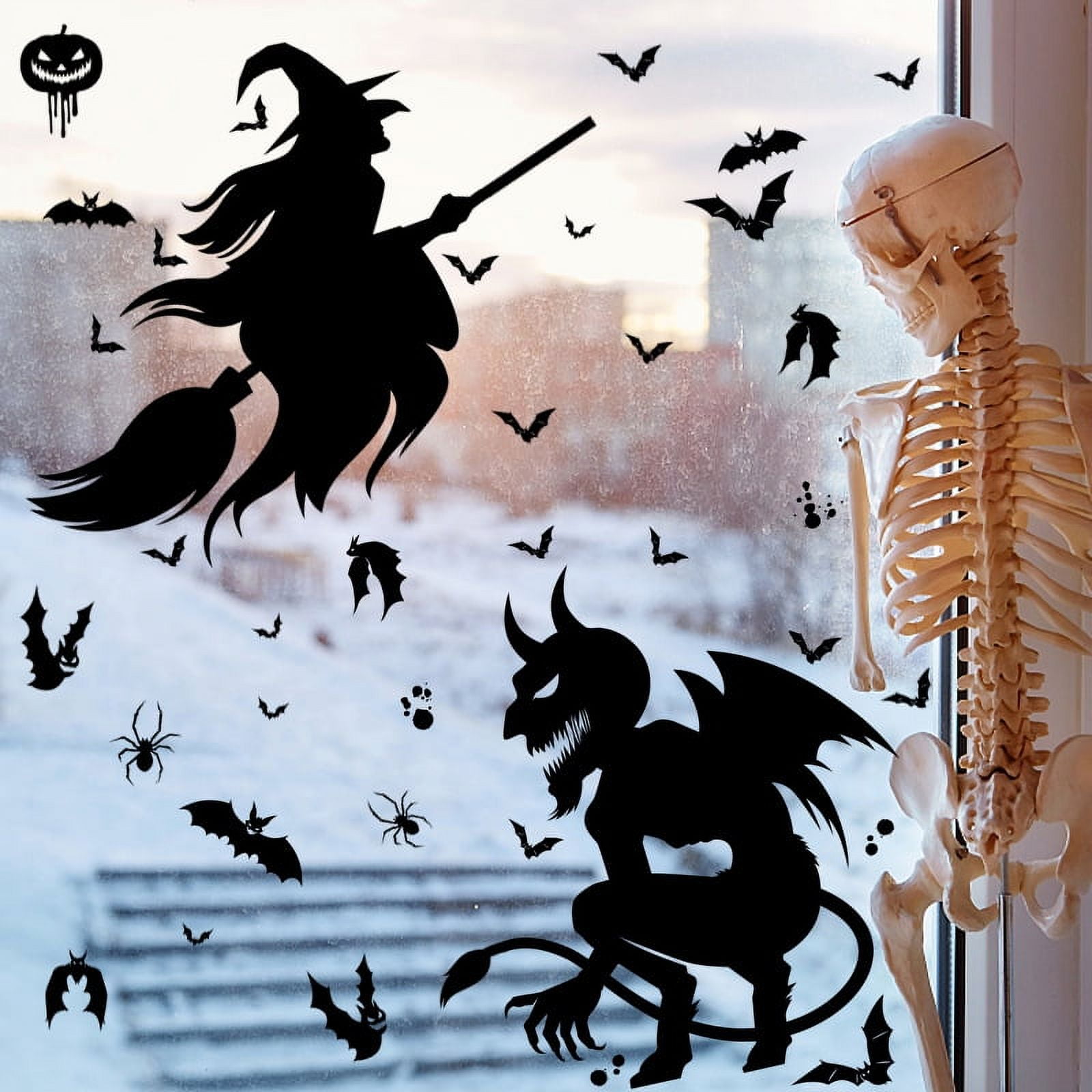 Halloween Window Cling Sticker,Giant Spooky Monster Silhouette Window