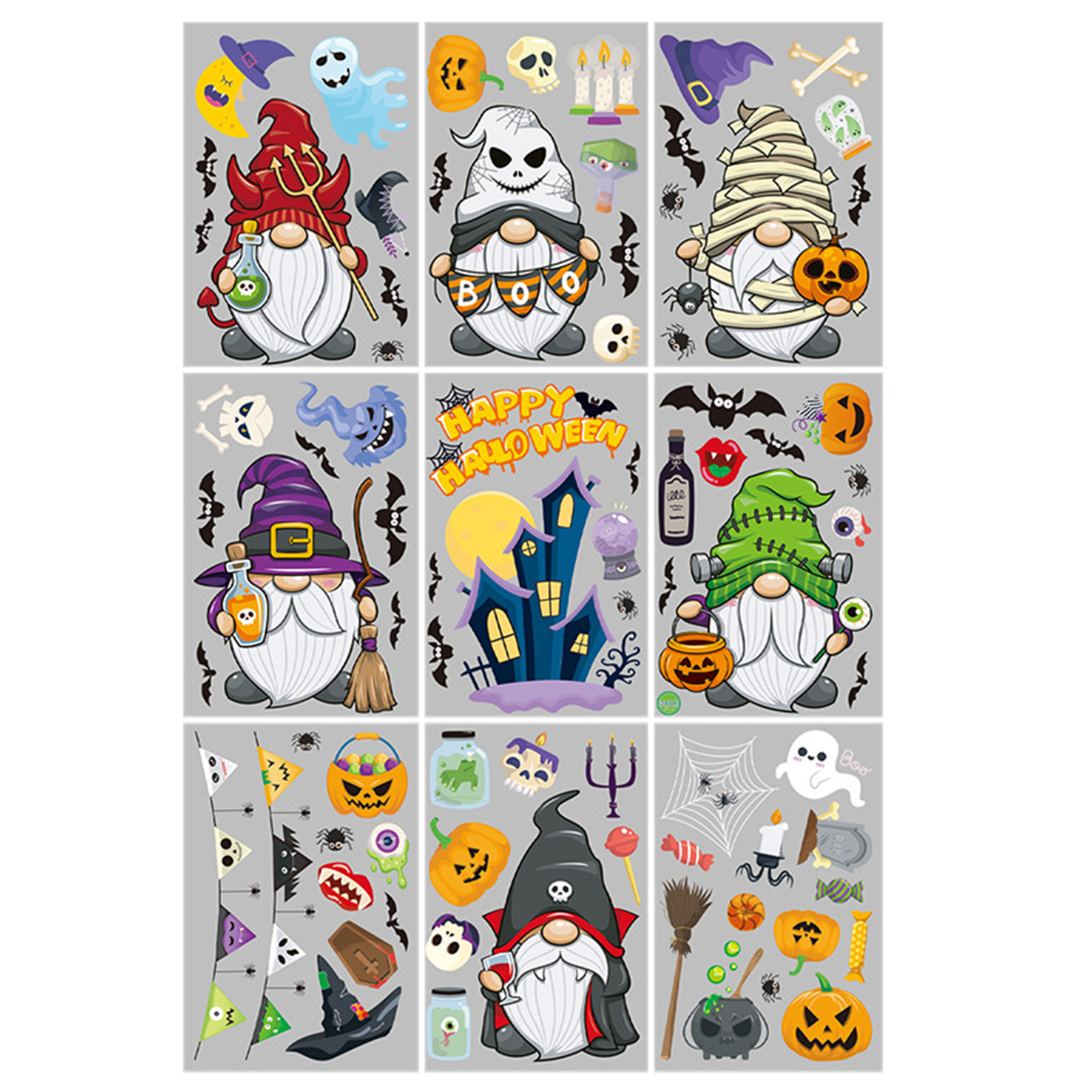 Halloween Window Clings 9 Sheets Gnomes Window Stickers Halloween Party