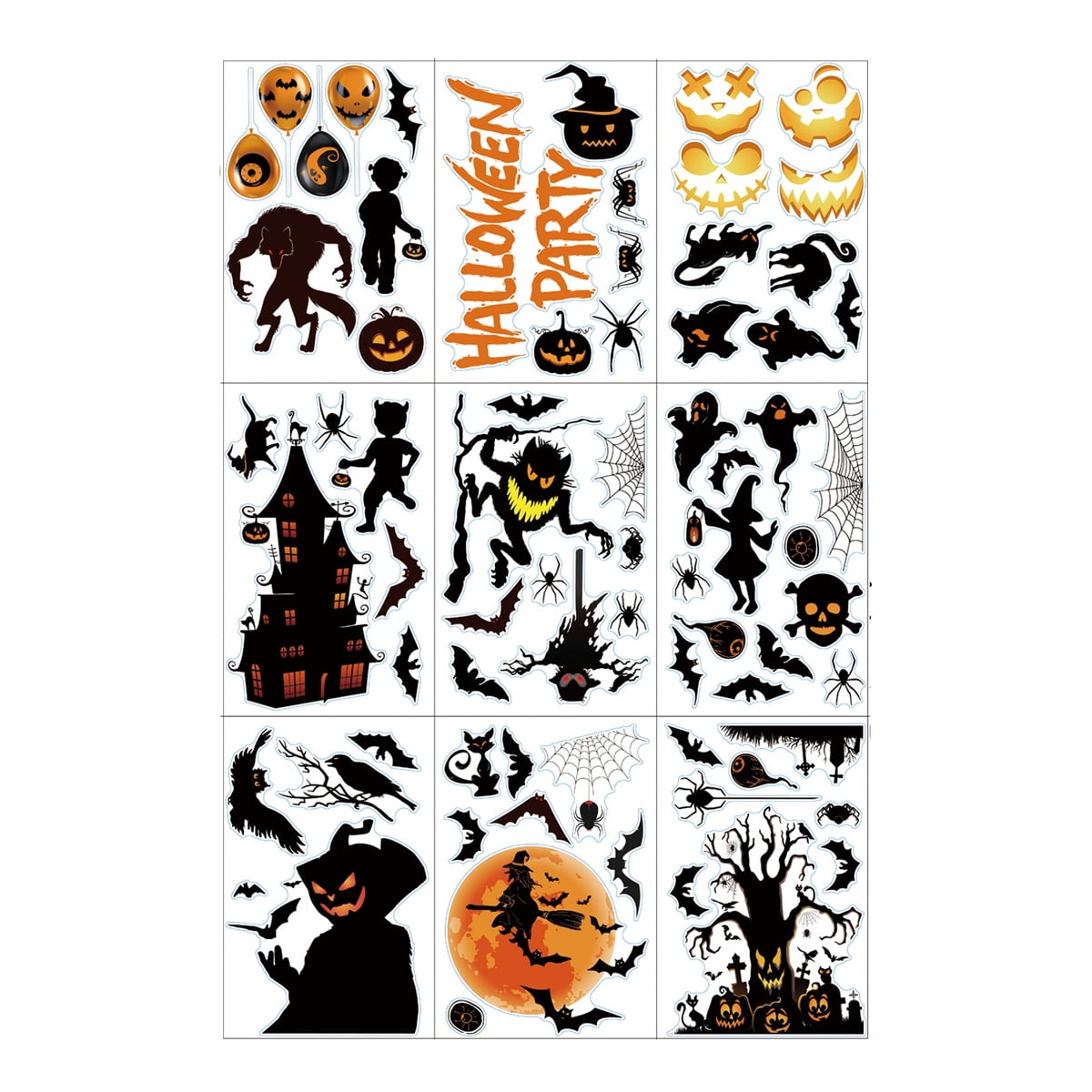 Halloween Window Clings, 9 Sheets Large Halloween Window Decorations ...