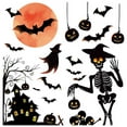 thumbnail image 1 of Halloween Window Clings Bat Castle Witch Pumpkin Spider Web Ghost Cat Window Decor Double Sided Halloween Window Decals 12x24 Inch for Living Room Halloween Party Decorations, 1 of 9