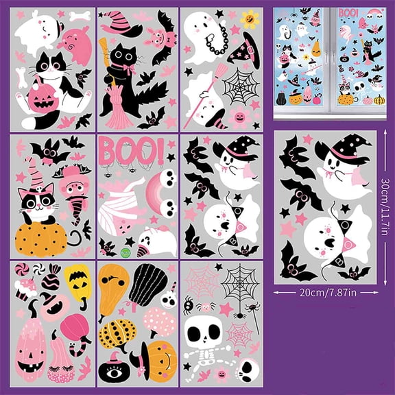 Halloween Window Clings Decor, Halloween Decorations Ghost Stickers, Large Indoor Decals for Home, Office, Classroom, Glass Doors, Party Favors