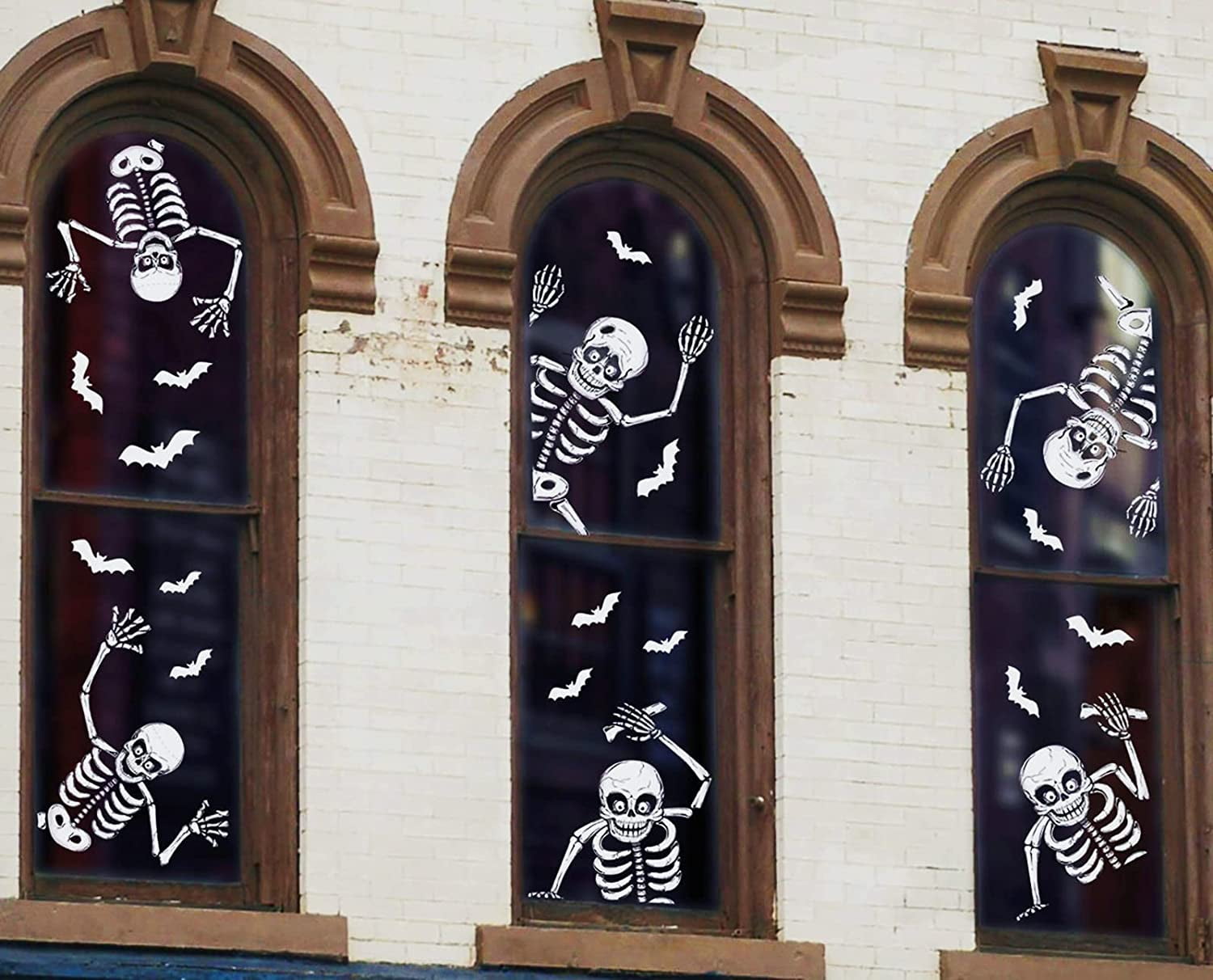 Halloween Window Clings Decorations, 8 Sheets 6 Giant Skeleton Window