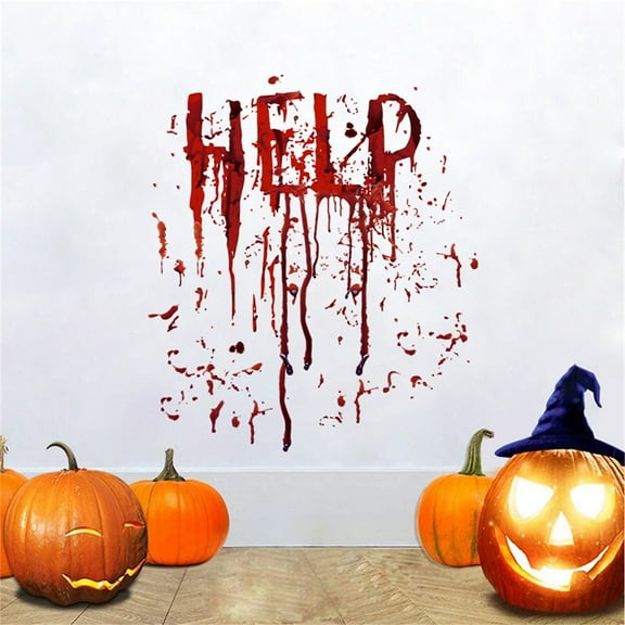 Halloween Window Clings Decorations,Halloween Window Ghost House Horror Stickers,Halloween Window Clings Gel,Reusable Blood Window Clings Gel for Indoor Outdoor