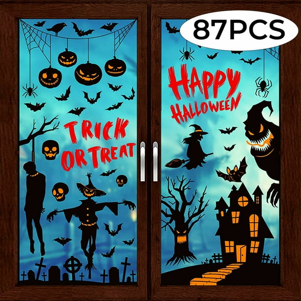 Halloween Window Clings Decorations Window Stickers Scary Silhouette