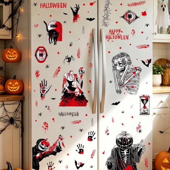 Halloween Window Clings Gothic Skeleton Bride Static Decals Reusable No Residue Spooky Party Decor for Home Glass Fridge 4 Sheets PVC