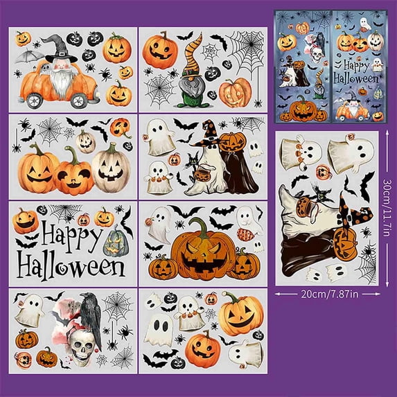 Halloween Window Clings, Spooky Halloween Decorations, Haunted House Decorations, Halloween Wall Decals, Removable No-Adhesive Static for Glass Windows, Doors, Living Room Wall