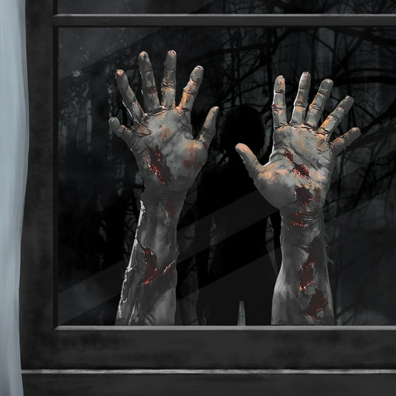 Halloween Window Clings Stickers,DIY Halloween Bloody Zombie Hand Wall Decals,Realistic Bloody Handprint Stickers Decoration for Windows Cling Party Favors,Scary Zombie Wall Stickers