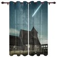 thumbnail image 1 of Halloween Window Curtains Haunted House with Dark Horror Living Room Decor Curtains Bedroom Window Drapes Curtains for Kitchen, 1 of 6