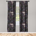 thumbnail image 1 of Halloween Window Curtains, Spooky Skull Pattern with Exotics Leaves Bohemian Artwork Modern, Lightweight Decor 2-Panel Set with Rod Pocket, Pair of - 28"x84", Dark Magenta and Multicolor, by Ambesonne, 1 of 3