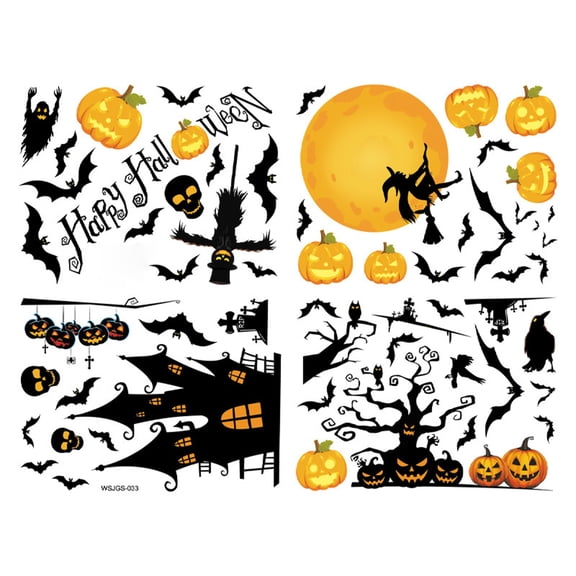 Halloween Window Decals, Spooky Halloween Decorations for Home, Halloween Party Supplies for Glass Window Indoor 4 Sheets