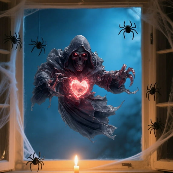 Halloween Window Decoration Halloween Window CoversSilhouette Spooky Ghost Curtain Poster for Home Indoor Outdoor Party Favors(Spooky Ghost)