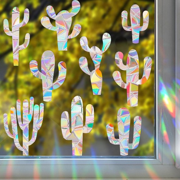 Halloween Window Decorations 12X9 Inch Static Cling Stained Acrylic Window Film Removable No Adhesive Rainbow Prism Window Sticker for Haunted House Party 1 Pack
