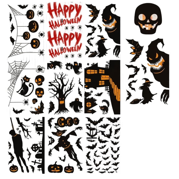 Halloween Window Decorations, Halloween Window Clings for Spooky Haunted House Theme, Suitable for Home Living Room, Glass Doors, Windows, Wall Surfaces, Removable No-Glue Static